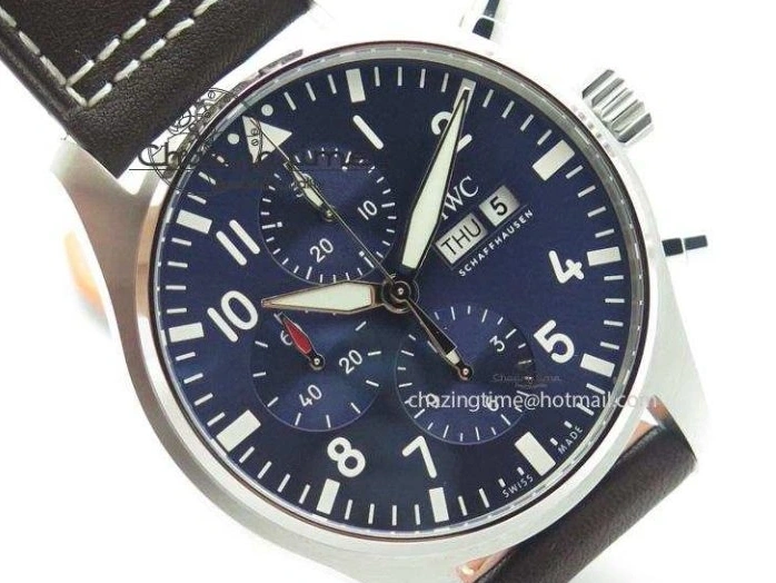 MIROTIME 0219 HighQuality Pilot Chrono 377714 “Le Petit Prince” ZF Best Edition Blue Dial On Brown Leather Strap A 7309